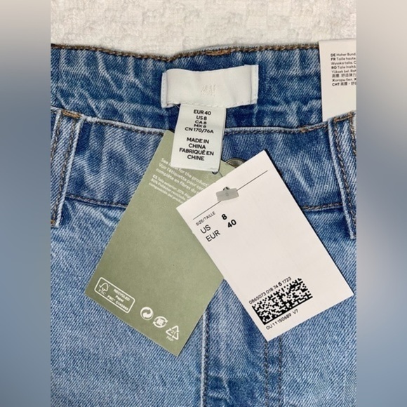 Women’s NWT H&M light blue denim cut off‎ high waisted jean shorts size 8 - Picture 8 of 12